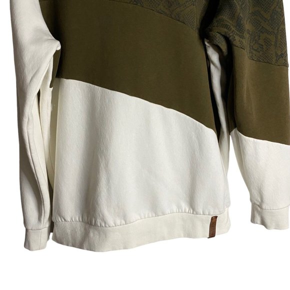 Indigo Jeancode Men's Olive Green Color Block Sweatshirt Hoodie - Picture 3 of 13